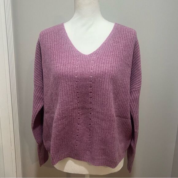 NWT Revolve One Grey Day v neck cashmere sweater size small oversized in lilac - Picture 1 of 8